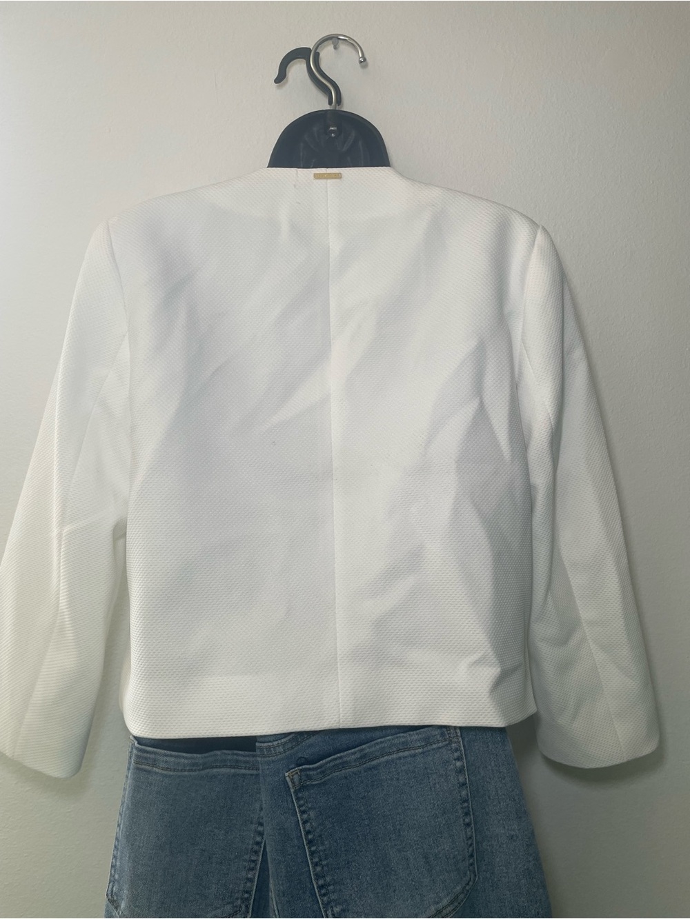 NWT Anne Klein White Textured Collarless Cropped Jacket Blazer SMALL - Picture 5 of 7